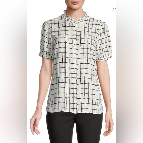 Karl Lagerfeld Paris Tops - Karl Lagerfeld Paris size L plaid blouse